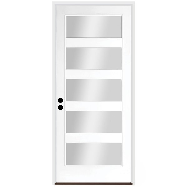 Codel Doors 32" x 80" Primed White Contemporary Flush-Glazed Exterior Fiberglass Door 2868RHISPSF20F5LC691610BB
